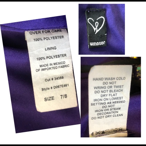 Windsor sequins Rhinestones strapless Purple dress size 7/8 - Picture 11 of 13